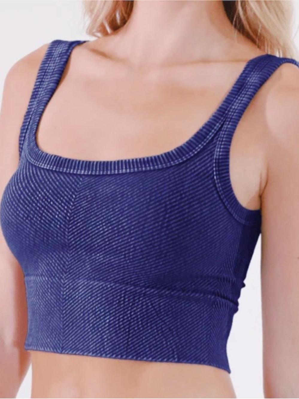 Nikibiki Blue Ribbed Crop Top / Tank Top
